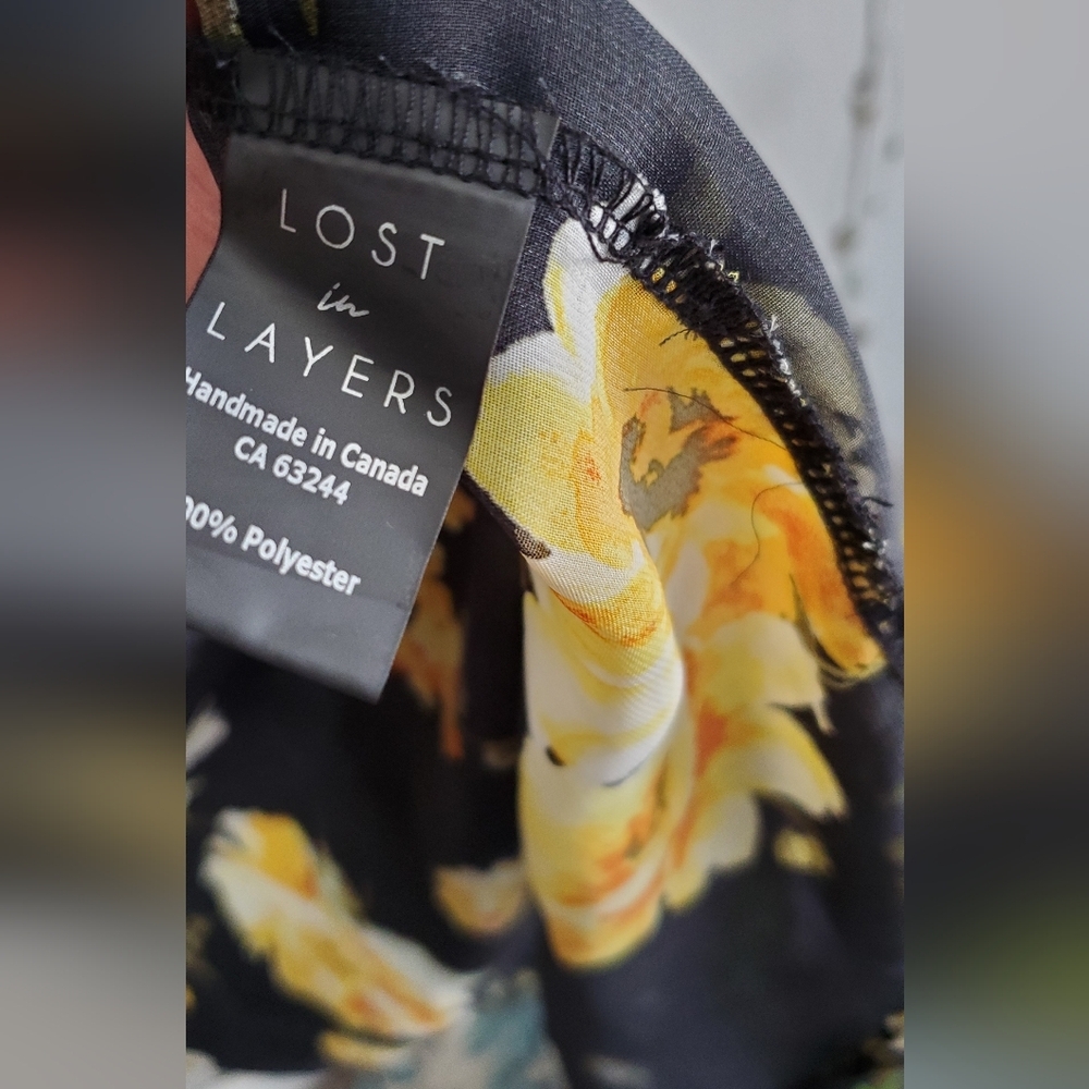 Floral Sheer Swim Coverup - Black and Yellow - Picture 3 of 6
